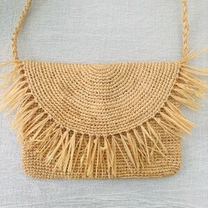 Mar Y Sol Tanya Crossbody Bag NWT Raffia Crescent Shape Lightweight Packable